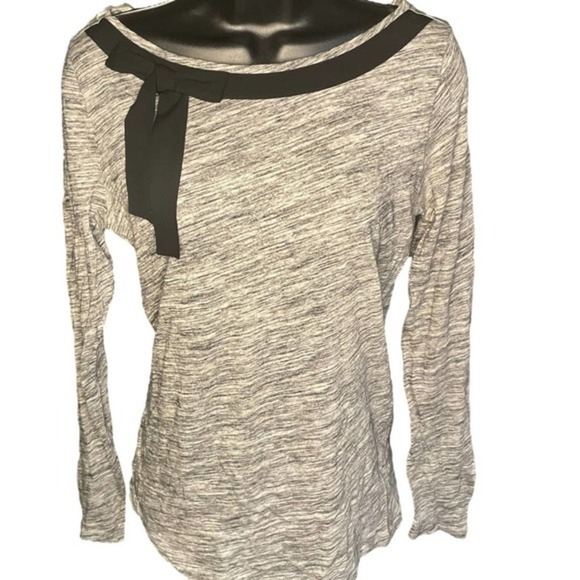 Ann Taylor Loft Gray Bow Cotton Blouse Size S - Picture 1 of 7